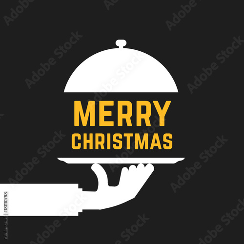 merry christmas text like serving hand