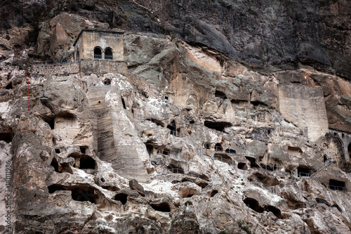 Church close up in Vardzia cave city-monastery in the Erusheti Mountain, Georgia