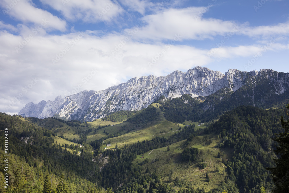Ausblick vom Brentenjoch, Wilder Kaiser, Kaisergebirge, Tirol, Österreich, Europa