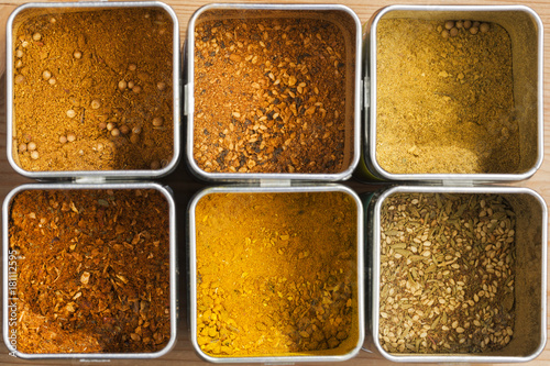 Six different spice mixtures