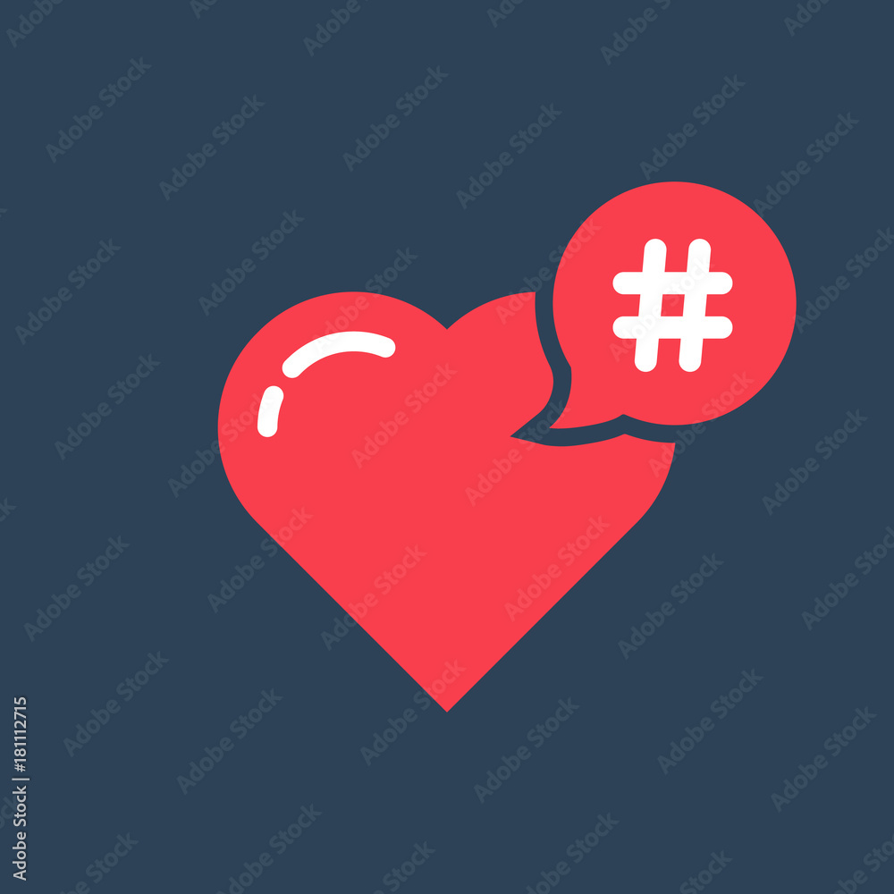 Obraz premium red hashtag icon like heart