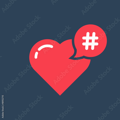 red hashtag icon like heart
