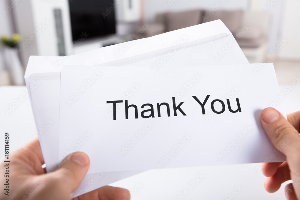 Person Holding Thank You Card Person Holding Thank You Card