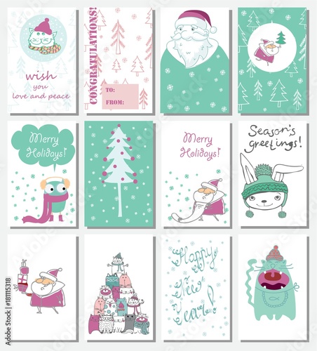 Collection of Christmas greeting cards templates