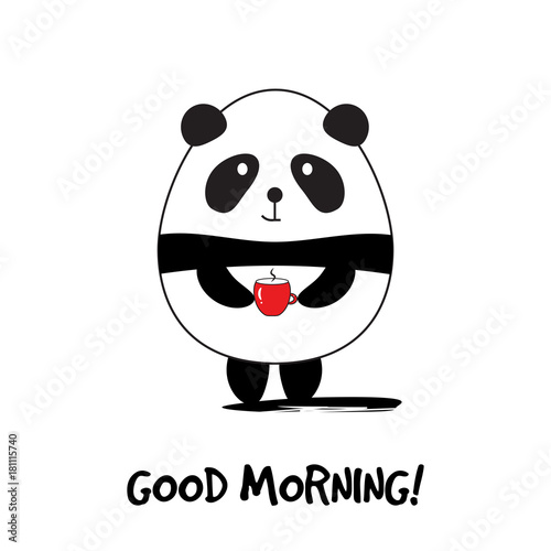 Fototapeta Naklejka Na Ścianę i Meble -  Cute Panda Bear with Cup