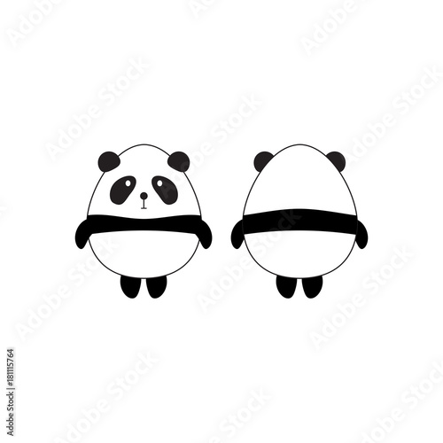 Fototapeta Naklejka Na Ścianę i Meble -  Cute Panda Front and Back View