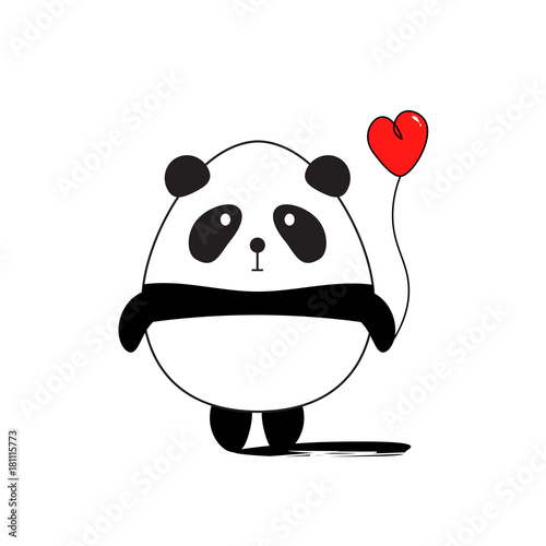 Fototapeta Naklejka Na Ścianę i Meble -  Funny Panda with Red Heart.