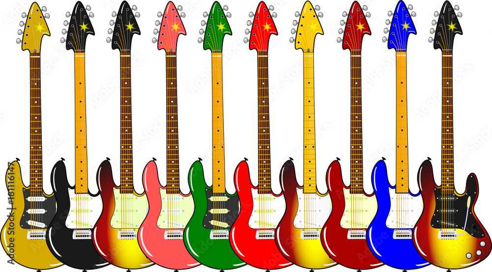 E-Gitarren in unterschiedlichen Farben Stock Vector | Adobe Stock