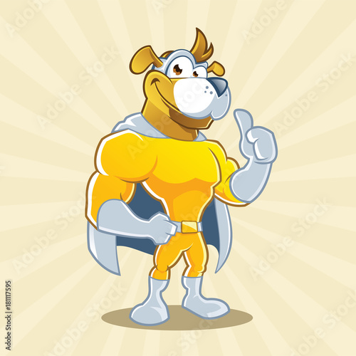 Cool looking dog superhero cartoon character with thumbs up sign
