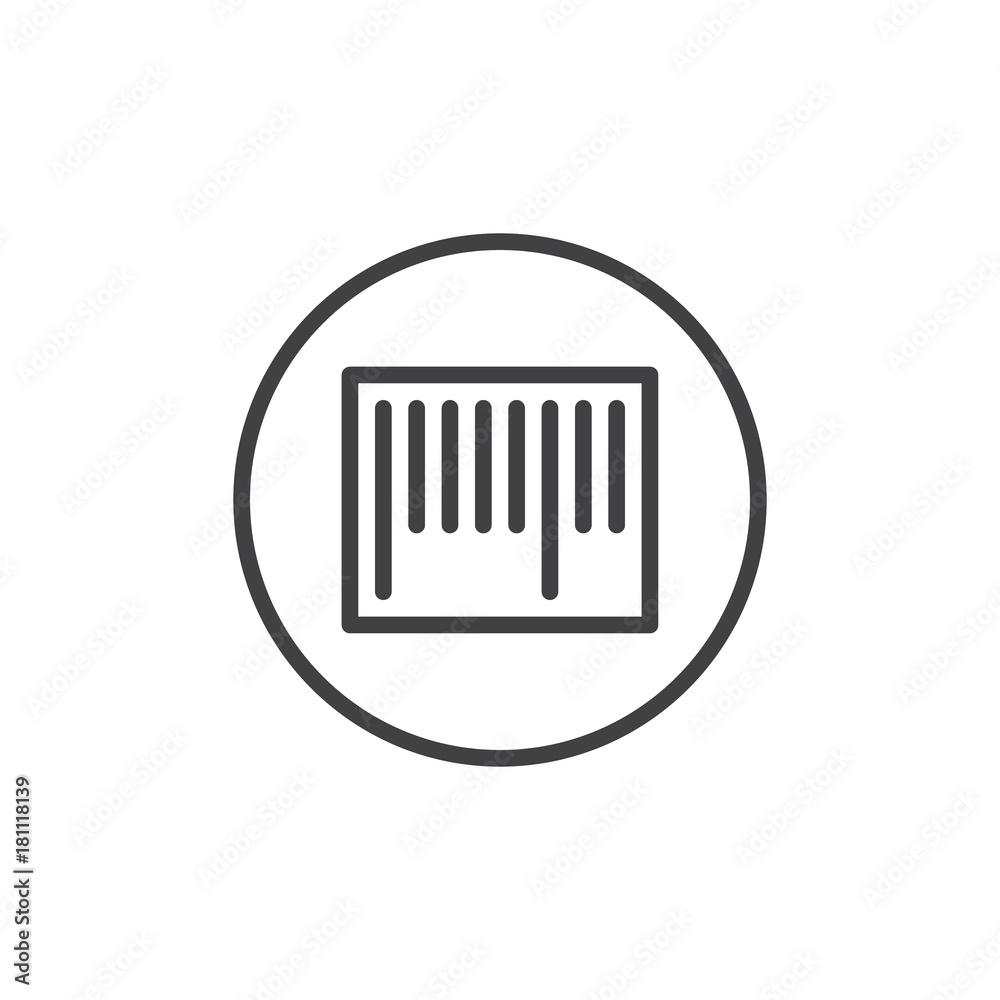 Barcode line icon, outline vector sign, linear style pictogram isolated on white. Symbol, logo illustration. Editable stroke Barcode line icon, outline vector sign, linear style pictogram isolated on white. Symbol, logo illustration. Editable stroke