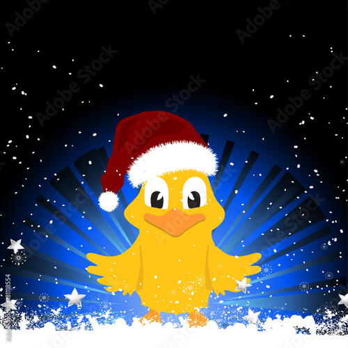 Christmas chick on festive background