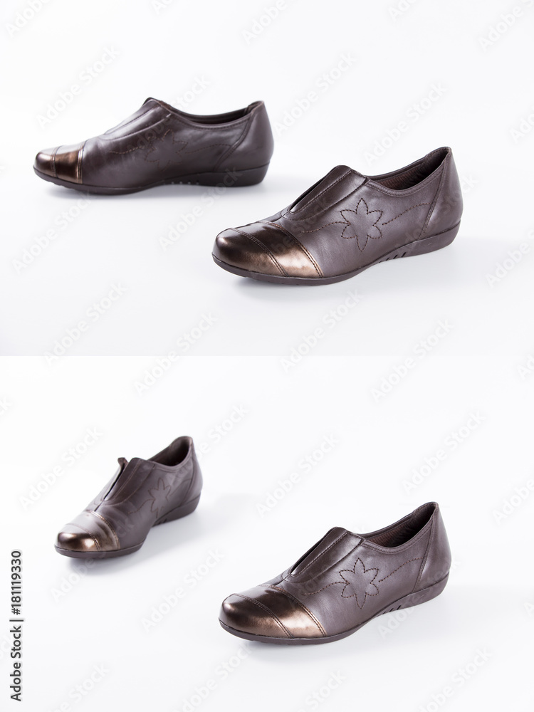 Group of shoes on isolated background, comfortable footwear.