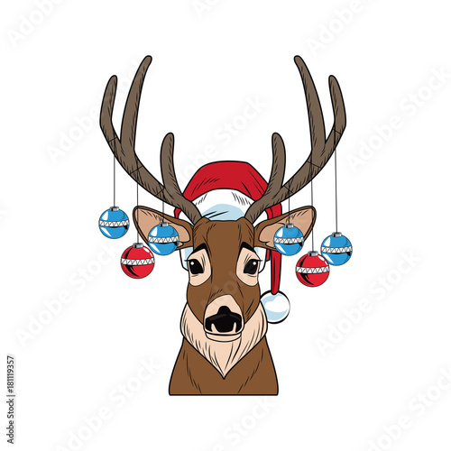 Christmas reindeer pop art cartoon