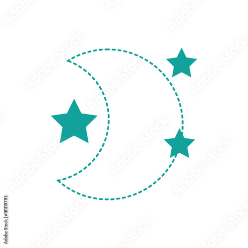 dotted shape cute moon with stars in the night space