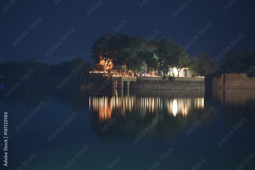 night vision of temple in the bank of gadisar lake jaisalmer rajasthan india night vision of temple in the bank of gadisar lake jaisalmer rajasthan india