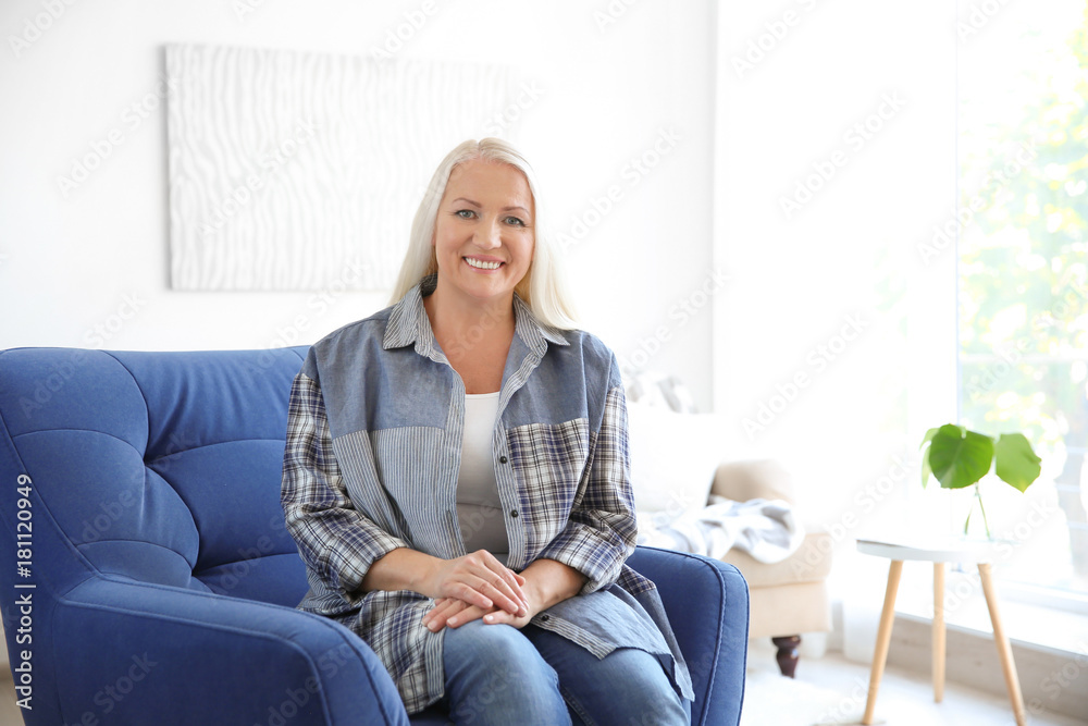 Beautiful mature woman at home Beautiful mature woman at home