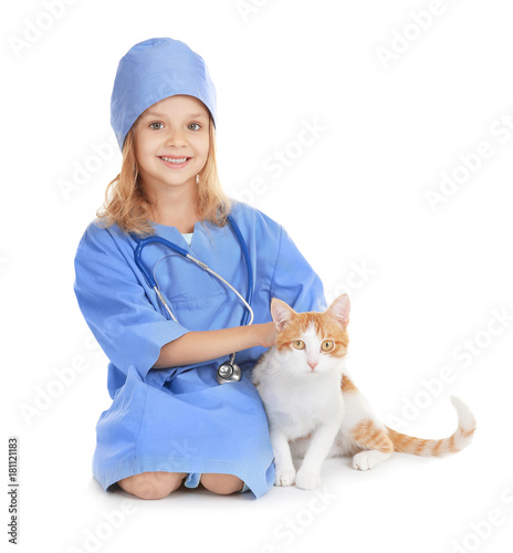 Cute little girl dressed as...