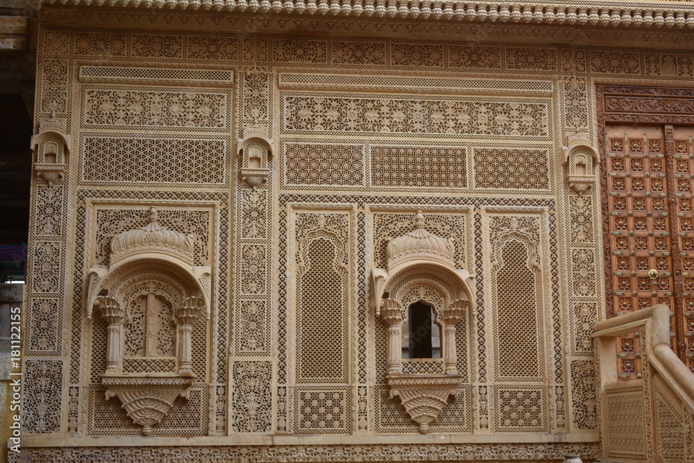 beautiful building inside of sonar fort jaisalmer rajasthan india