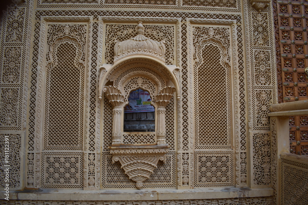 beautiful building inside of jaisalmer fort rajasthan india