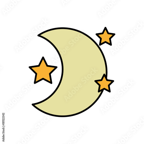 cute moon with stars in the night space
