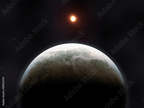 Fototapeta Naklejka Na Ścianę i Meble -  a strange planet in deep space