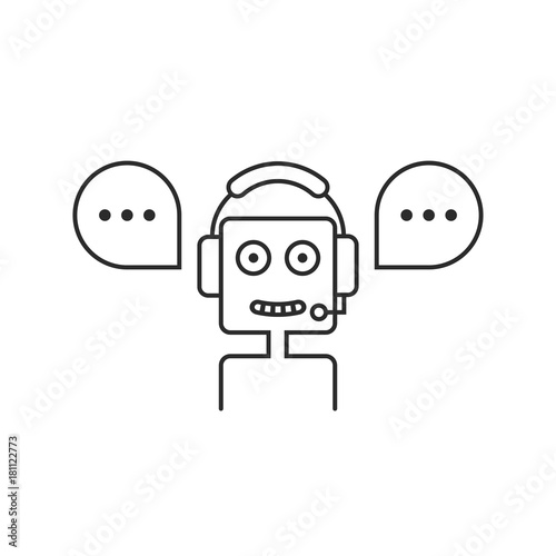 black thin line chatbot hotline service