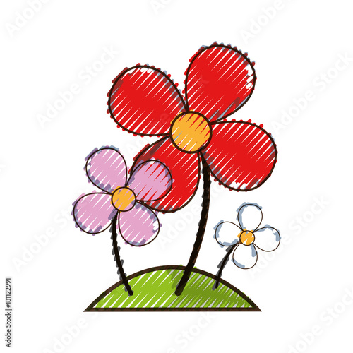 grated beautiful flowers plant with petals design