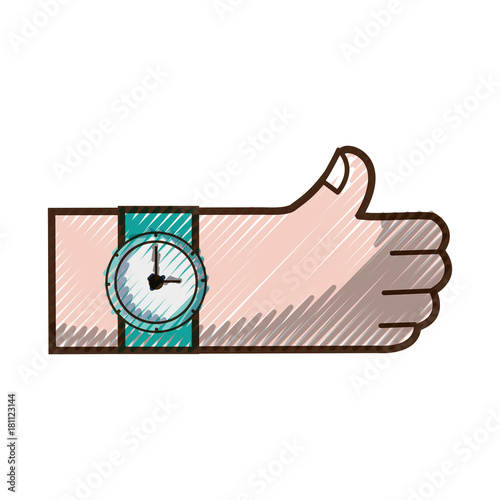 grated hand with watch fashion time design