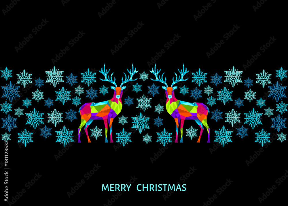 Christmas and Happy New Year pattern with reindeer.
