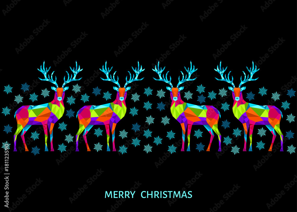 Obraz premium Bright colorful Xmas decoration on black background.