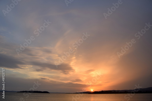 Italian Lakes - Beautiful Lake Trasimeno at sunset - Umbria - Italy