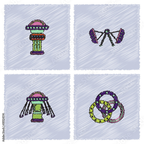 Circus Icons collection in Hatching style photo