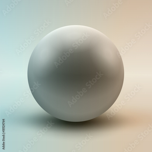 Three-dimensional white pearl colored globe, design element.
