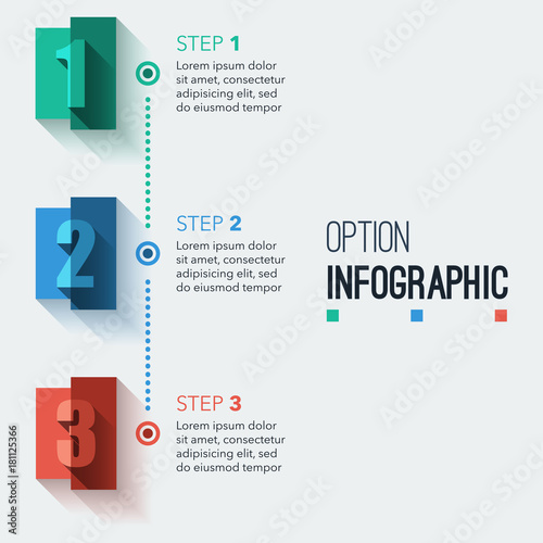 rectangle option infographic, abstract number illustration infographics, flat design colorful template for layout, presentation, web design, business step options, banner, background