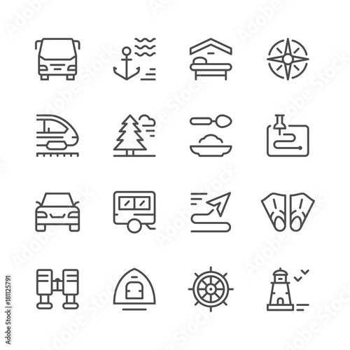 Set line icons of travel