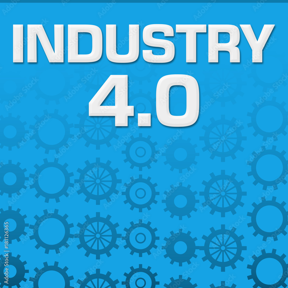 Industry Four Point zero Blue Gears Background 