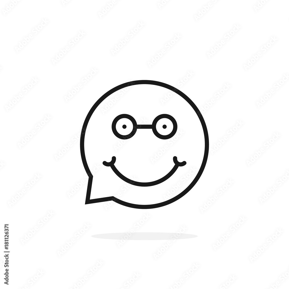 thin line nerdy emoji speech bubble logo thin line nerdy emoji speech bubble logo