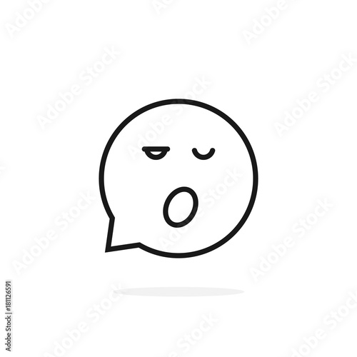thin line sleepy emoji speech bubble logo