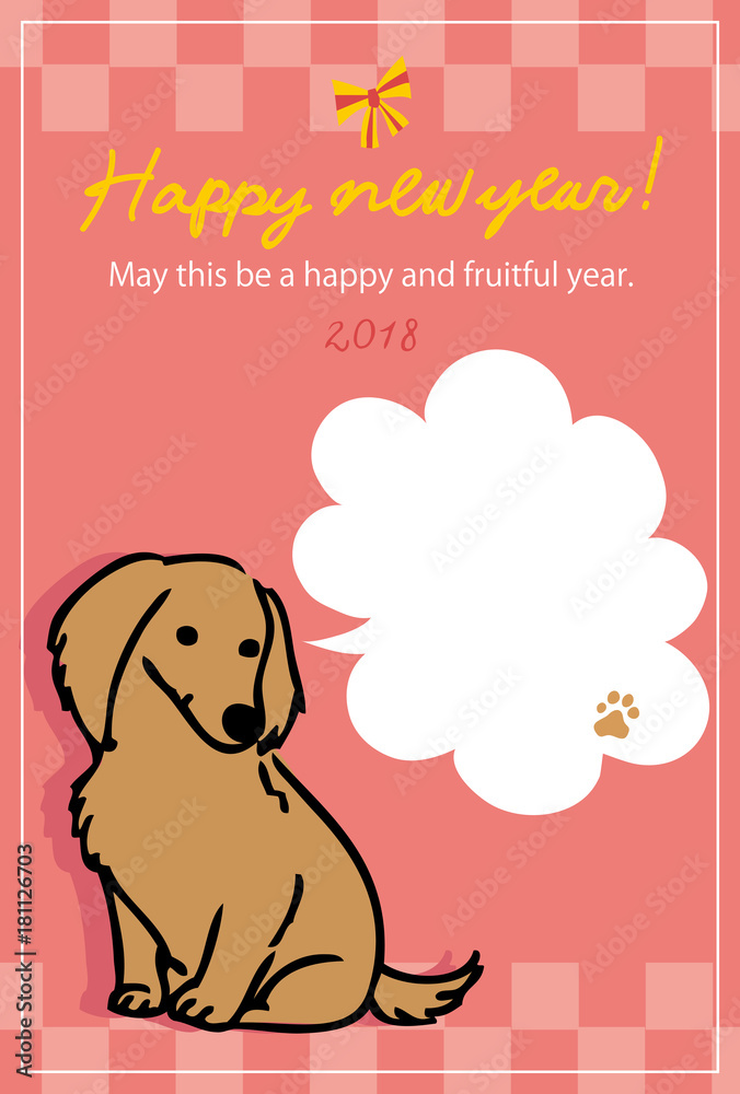 犬 年賀状 デザイン イラスト ミニチュアダックス Stock Vector Adobe Stock