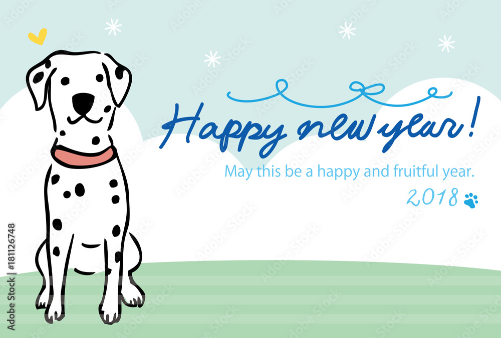 犬 年賀状 デザイン イラスト ダルメシアン Stock Vector Adobe Stock
