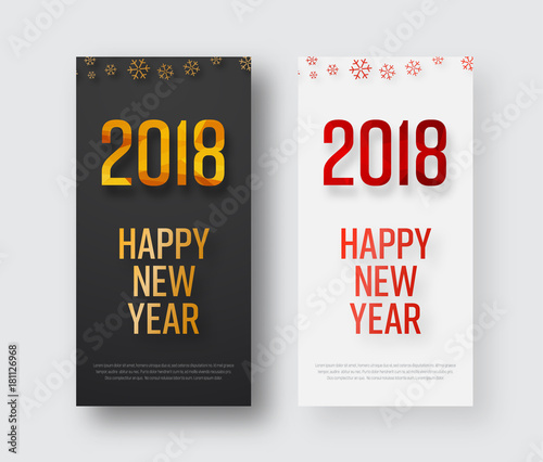 Template of vertical banners Happy New Year 2018.