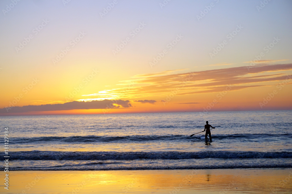 The Sidi Kaouki beach, sunset, stand up paddle,Morocco