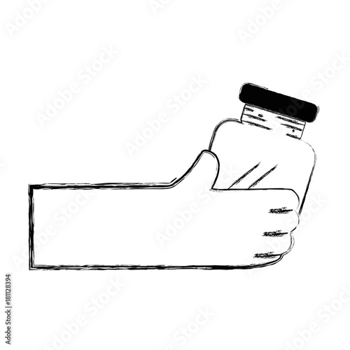 figure hand with crystal jar to save things