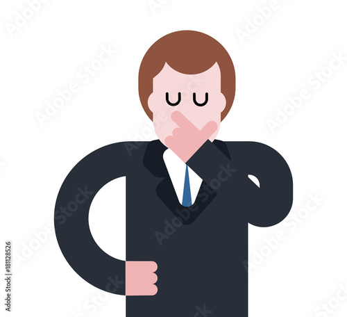 Businessman thinks isolated. Pensive Boss in suit. Hand face. Vector illustration photo