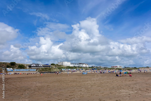 BUDE, CORNWALL/UK - AUGUST 12 : People Enjoying the Beach at Bude in Cornwall on August 12, 2013. Unidentified people
