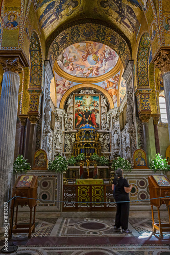 Apse with the main altar of the Martorana church in Palermo in Sicily, Italy.
