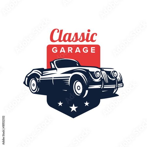 Classic car illustration, Classic Car Logo Badge