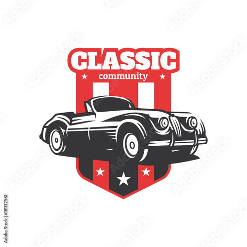 Classic car illustration, Classic Car Logo Badge