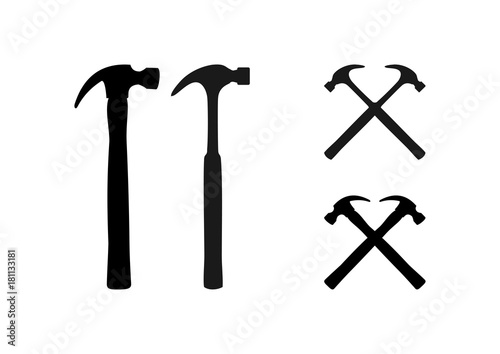 Cross Hammer Tool Illustration Logo Silhouette