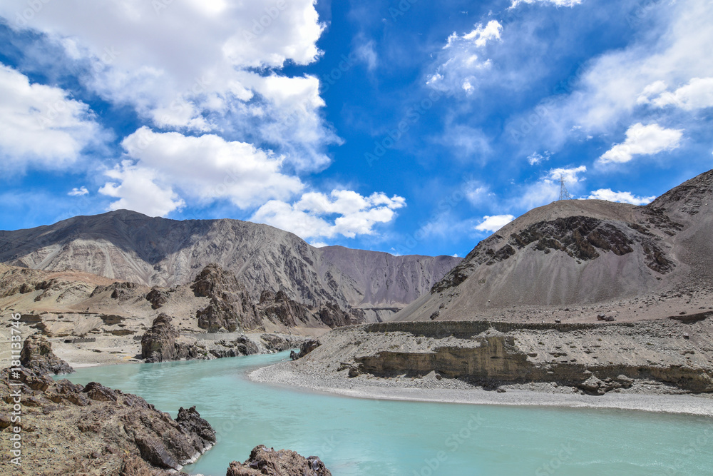 Fototapeta premium On the road in Leh Ladakh landscape.